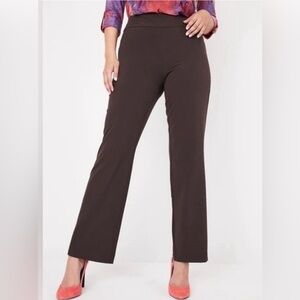 New Dressbarn Secret Agent career trouser leg pull on pants size 2 Petite brown